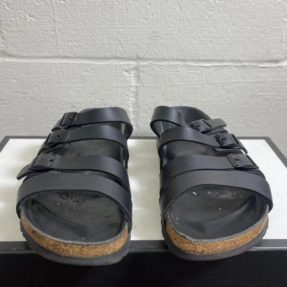 Birkenstock Delmas Black Leather Strappy Sandals Slides Slip On 39 EU/8 US - Picture 1 of 12